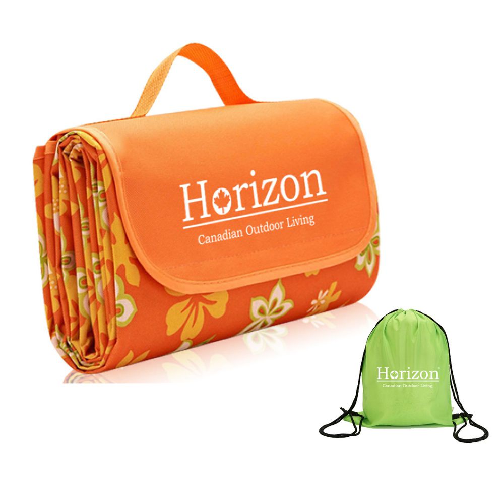 加拿大天際線 Horizon - 加大防潮沙灘野餐墊 - 附肩背收納袋-山櫻橘 (195x200cm)