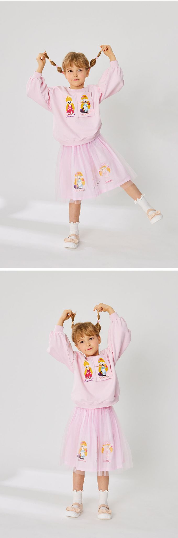 韓國 OZKIZ - 立體小女孩長袖縮口上衣-粉