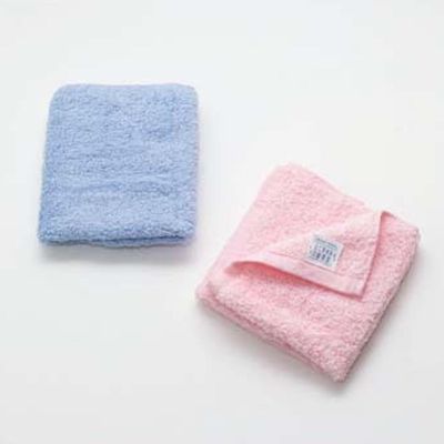 日本 本多 - 日本製 柔撚5倍吸水力小方巾/毛巾2件組-淺粉+淺藍 (33x40cm)