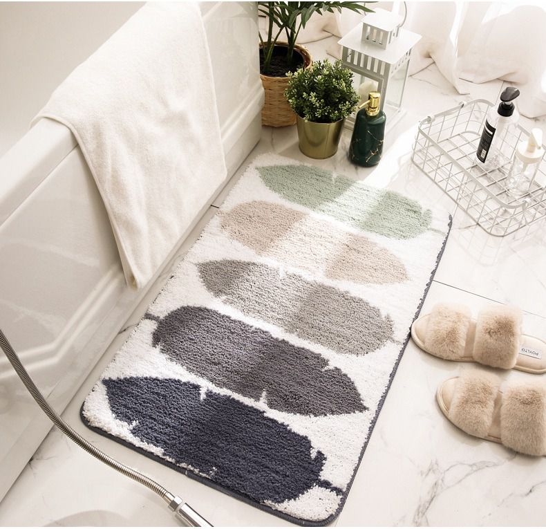 快速吸水植絨浴室腳踏墊-五色葉綠