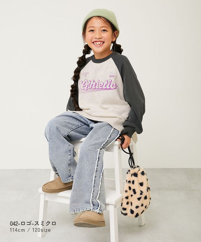 日本 devirock - 可愛女孩印花縮口長袖上衣-塗鴉LOGO-粉紅