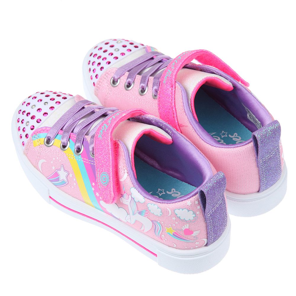 SKECHERS - 夢幻獨角獸粉紅色兒童電燈休閒鞋