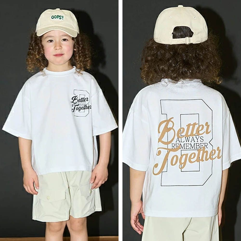 美式休閒印花短袖上衣-白