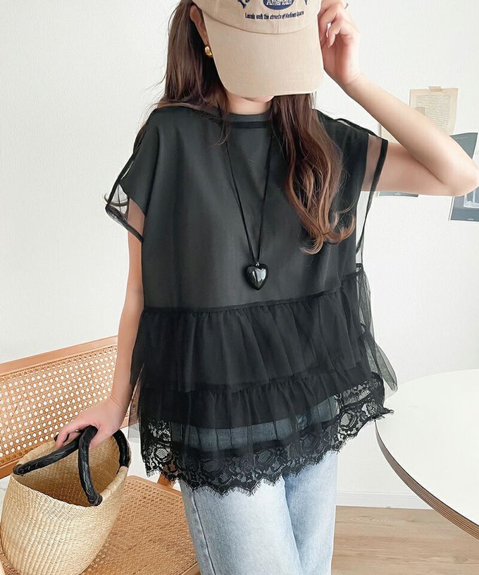 日本 Classical Elf - 前後6way復古酷感T恤+蕾絲薄紗-(2件組)-A美國鷹