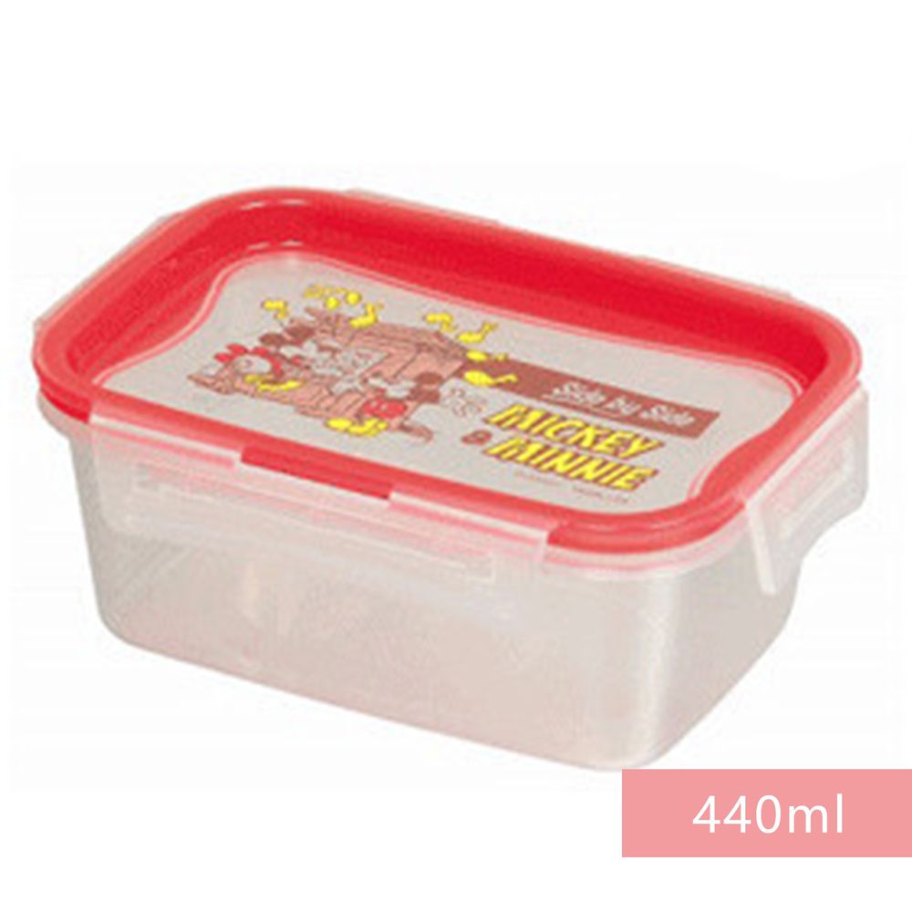 日本 Pearl 金屬 - 日本製迪士尼可微波樂扣保鮮盒-米奇米妮 (長方形M(440ml))