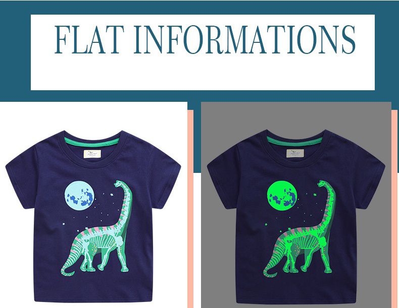 Jumping meters - 夜光圓領短袖上衣-長頸龍-深藍色