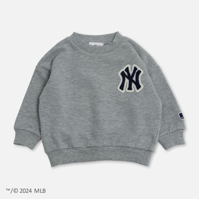 日本 Chil2 - MLB聯名 運動風裏毛長袖上衣-洛杉磯道奇-燕麥灰