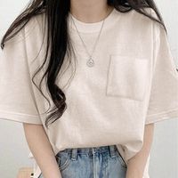 日本 GRL - 胸前口袋百搭短袖上衣-象牙白 (F)