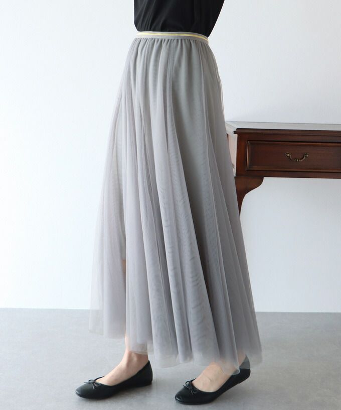 日本 BLUE EAST - 飄逸顯瘦多層次紗裙-粉紫