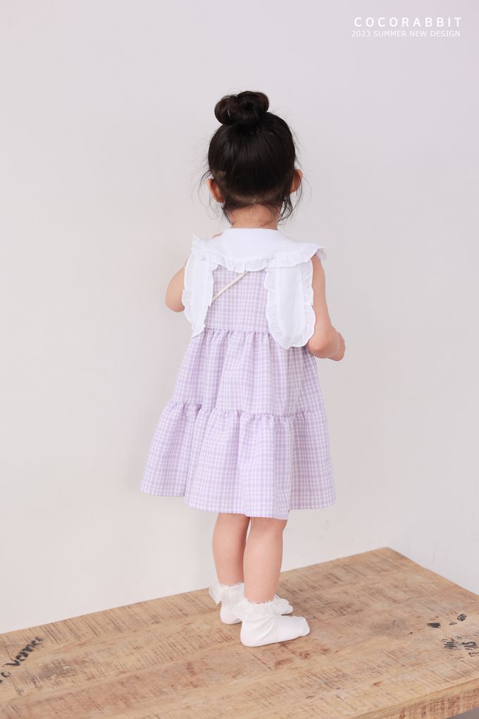 韓國 Coco rabbit - (附包包)兔耳造型格子背心洋裝-淺粉