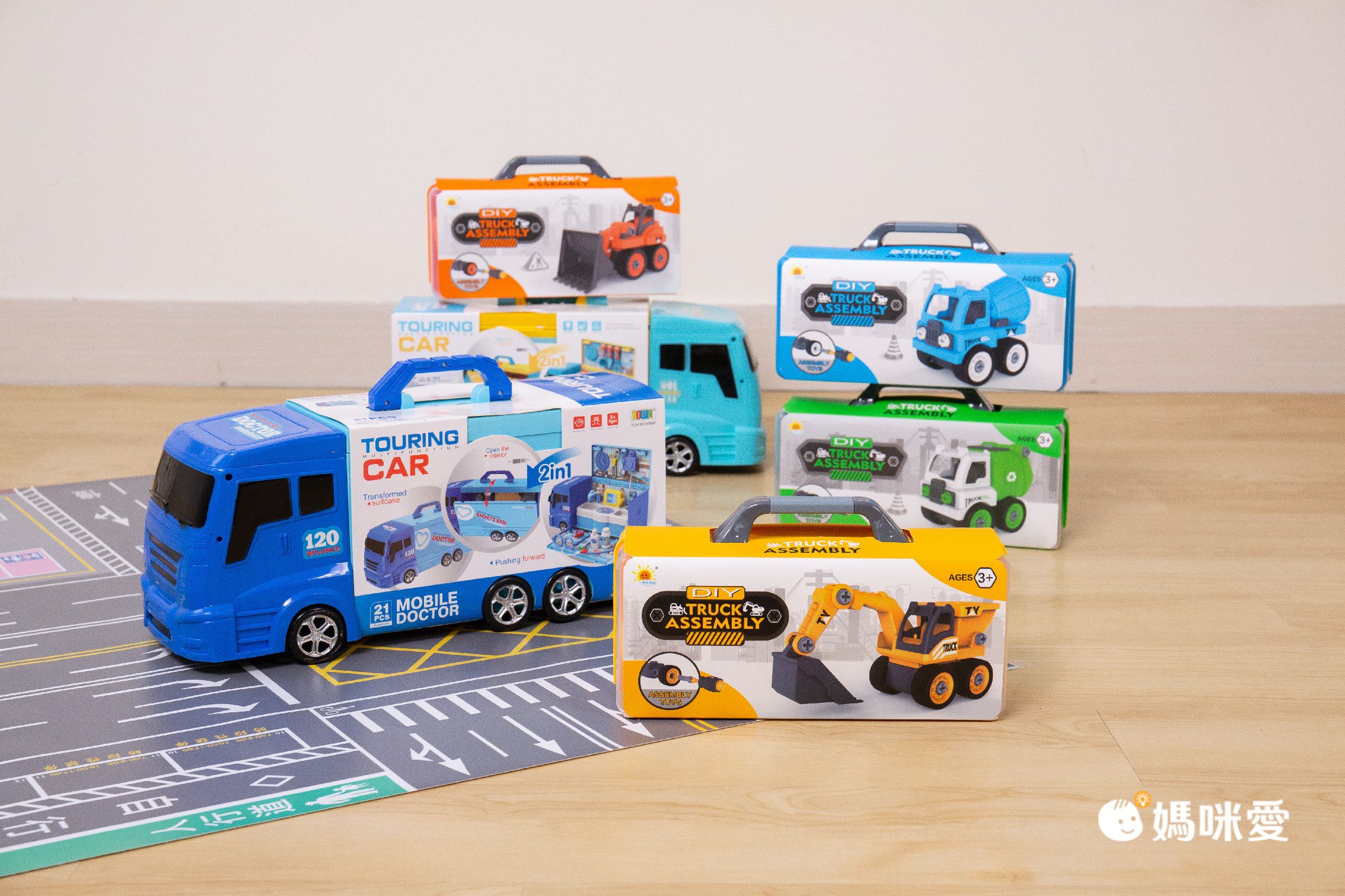 DIY組裝車車【小小家】手提貨櫃車家家酒Ｘ工程車