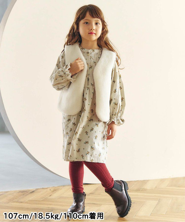 日本 apres les cours - 襯衫領微甜束口長袖洋裝-碎花-海軍藍