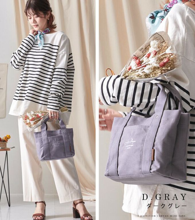 日本 LIZDAYS - [樂天No.1] 輕便分隔帆布托特包-素色-淺粉 (30x19x12.3cm)