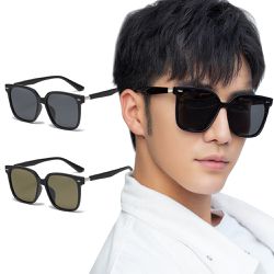 ALEGANT - 低調奢感質感金屬拼接TR90方框寶麗來偏光墨鏡│UV400太陽眼鏡