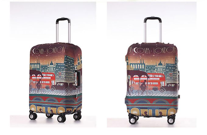 little chili - 繽紛行李箱套 M號-倫敦彩-24吋 -高60 寬40 厚度25cm