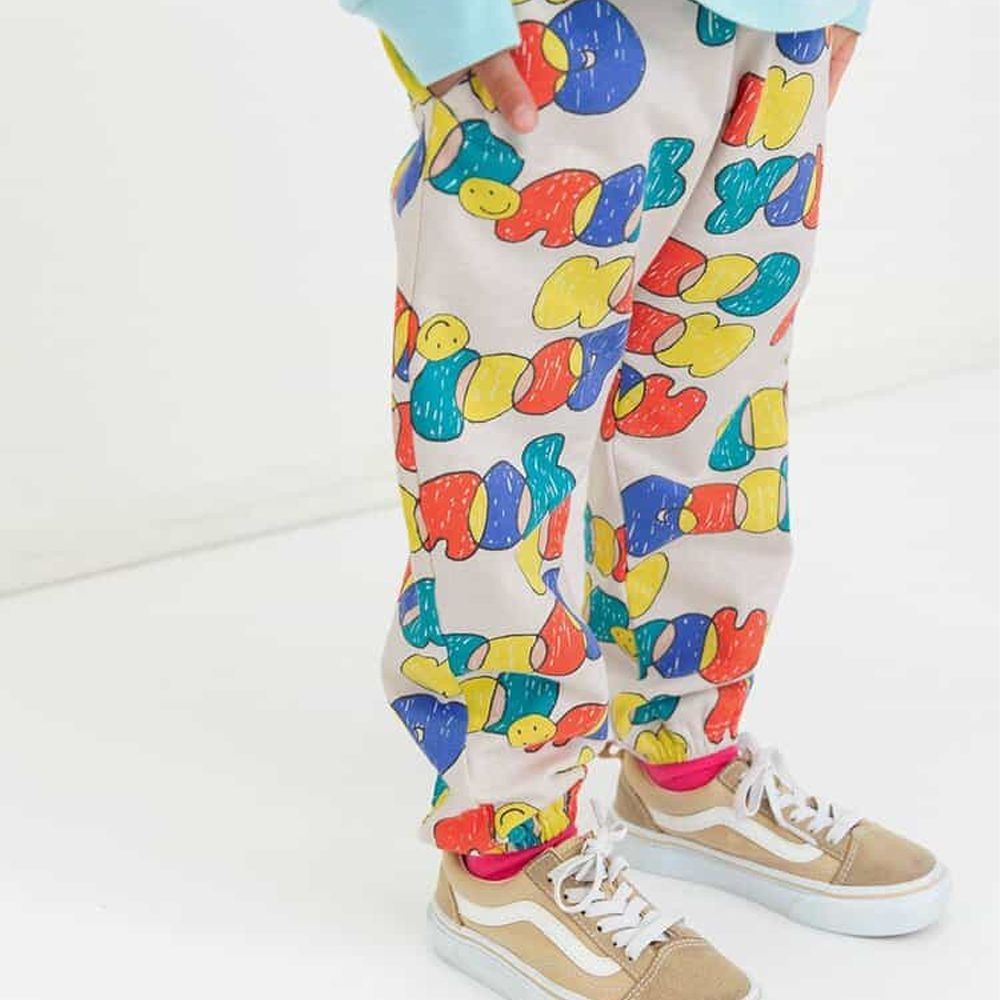 舒適輕盈活力長褲-繽紛笑臉-象牙米