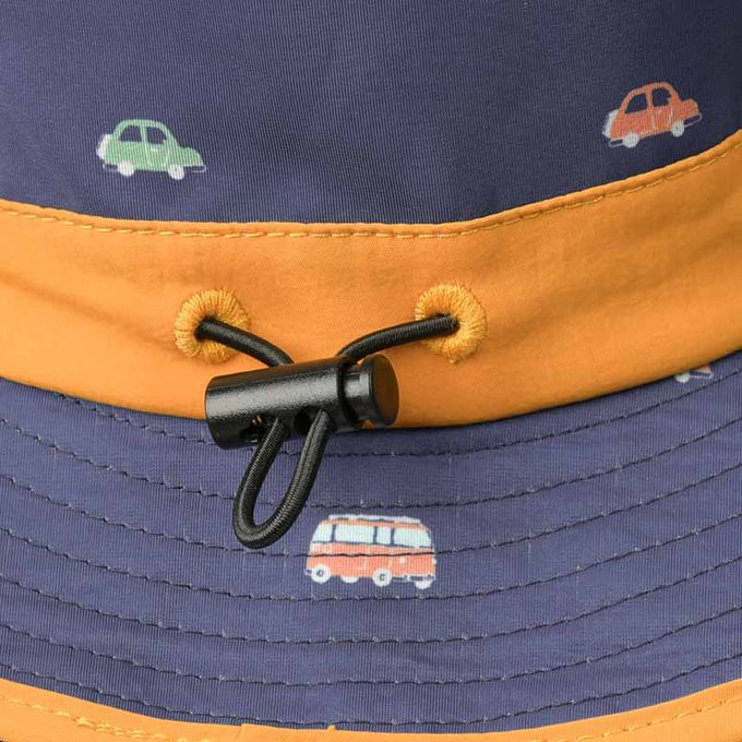 akachan honpo - 防潑水漁夫帽-滿版印花-深藍色