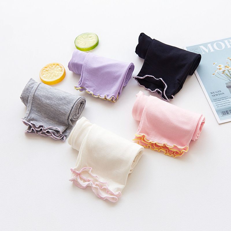 FANMOU - 七分內搭褲(莫代爾)-蝴蝶結-黑色