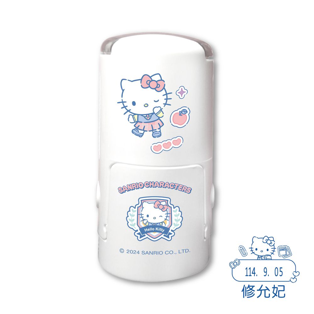 三麗鷗明星學校-小女孩(1) 日期章-民國年-藍色墨-印面尺寸:圓形直徑1.9公分