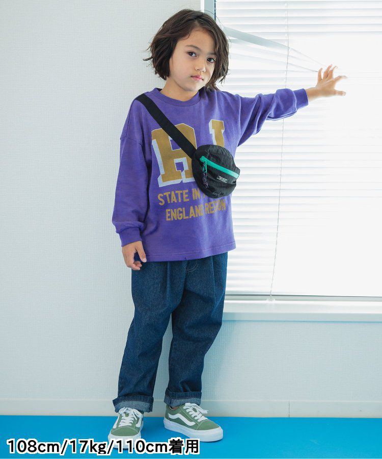 日本 BREEZE - 率性立體小包設計長袖上衣-紫x黑