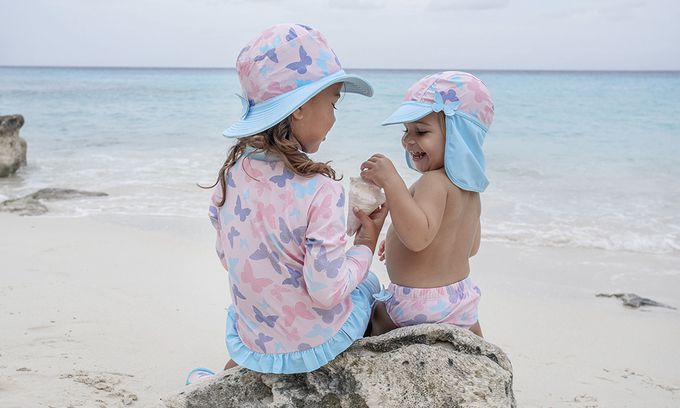 德國Playshoes - 抗UV長袖防曬防寒兒童連身泳裝-蝴蝶