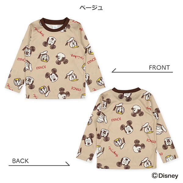 日本西松屋 - 迪士尼 圓領印花長袖上衣-復古米奇-深藍