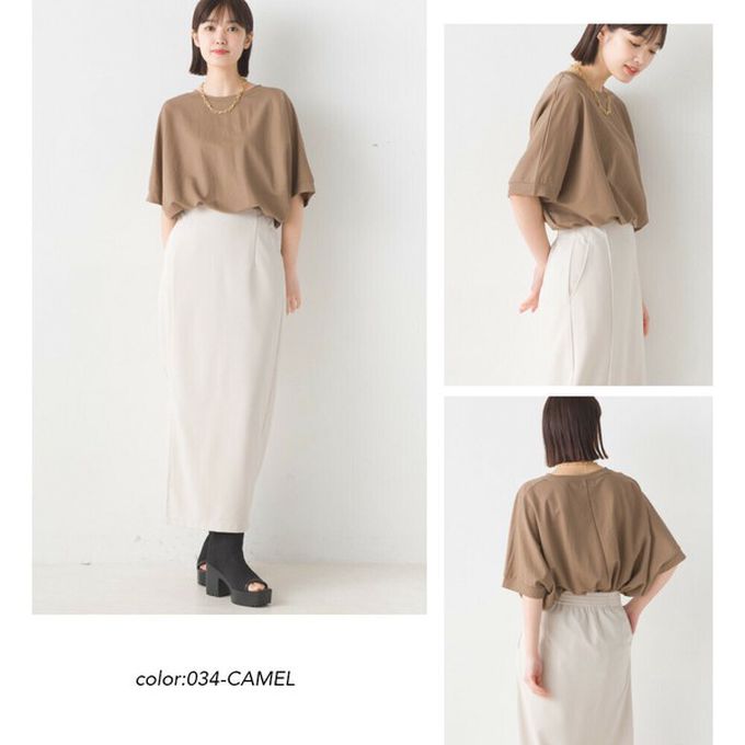 日本 OMNES - 接觸涼感 嫘縈寬鬆短袖上衣-黑底白點