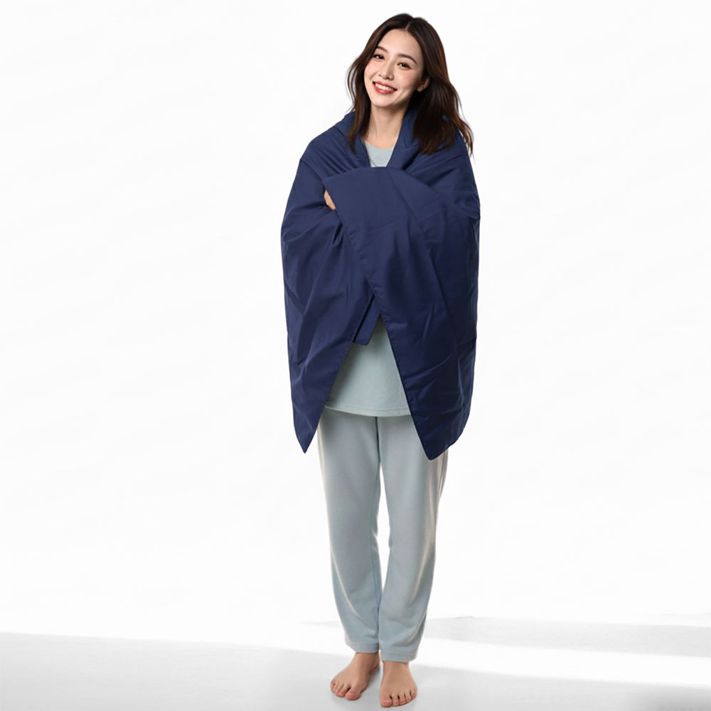 防潑水刷毛隨行暖絨毯-深藍 (142cmX92cm)