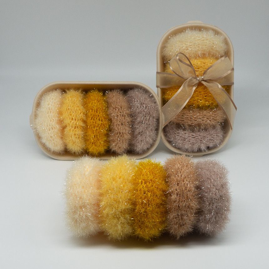 韓國製 - (五入禮盒組)手工編織洗碗刷/洗滌刷-森林黃綠