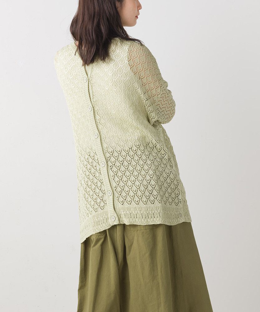 日本女裝代購 - 2WAY幾何鉤針編織薄外套-石墨灰