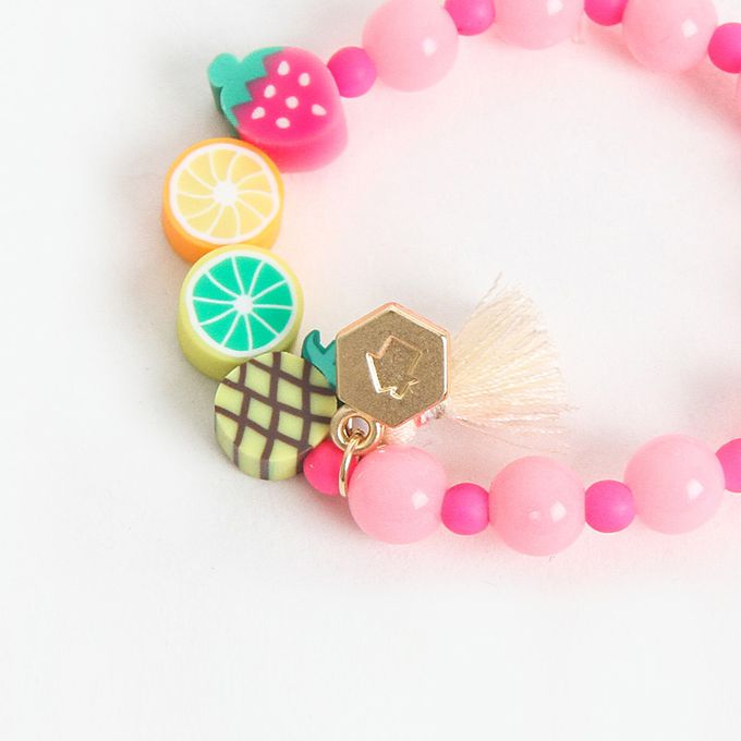 韓國 Babyblee - 水果派對飾品禮物組-草莓X橘子-桃粉-手鏈X1+耳環1對