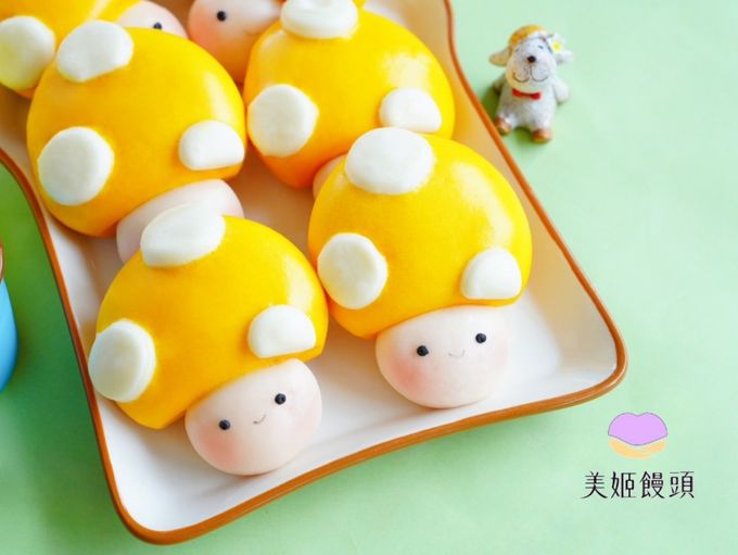 美姬饅頭 - 蘑菇家族鮮乳造型饅頭-6入
