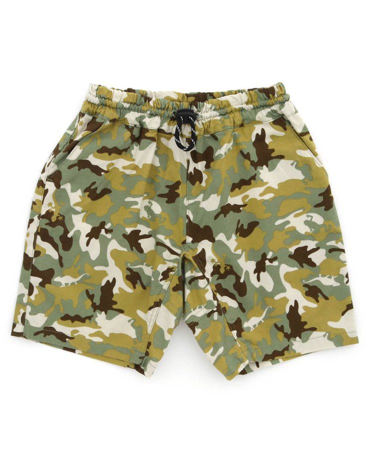 日本 BREEZE - 彩色標籤腰束口休閒短褲-軍綠