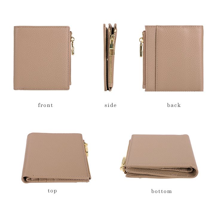 日本 LIZDAYS - 防盜設計 真皮輕薄拉鍊短夾/錢包-芥末黃 (10x11x1.5cm)