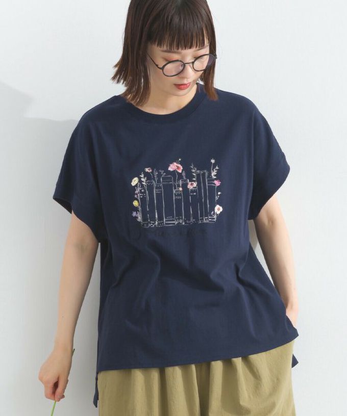 日本 Lupilien - 純棉知性印花法式袖T恤-黑