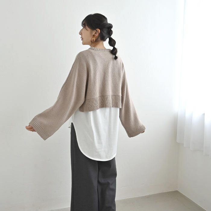 日本 ihuu - 層次穿搭針織上衣套裝-黑