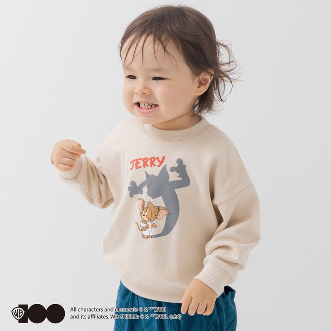 日本 Chil2 - 湯姆貓與傑利鼠 裏毛長袖上衣-傑利躲貓貓-奶油黃