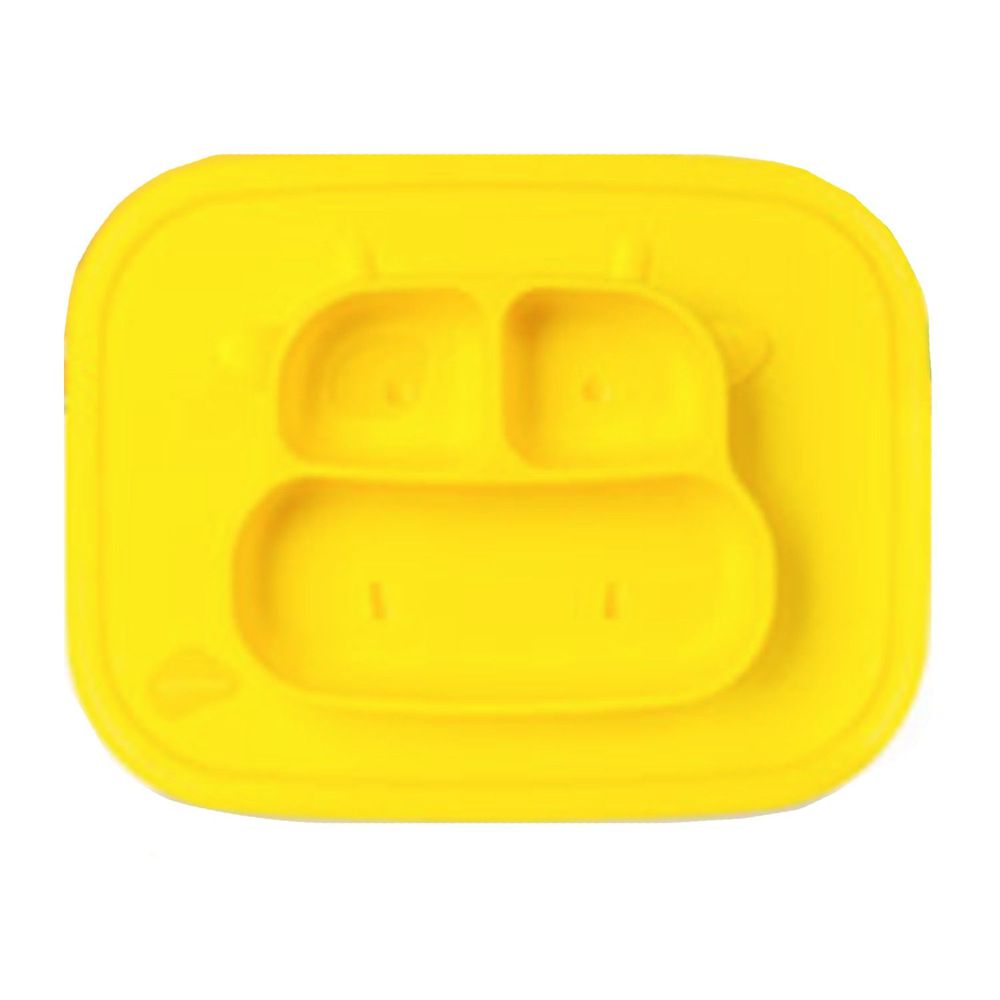 韓國 sillymann - 100%鉑金矽膠乳牛防滑餐盤-黃色