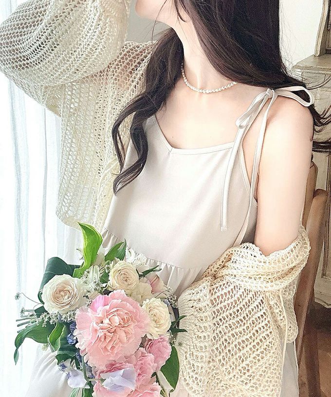 日本 Classical Elf - 前後2way綁帶分層傘狀洋裝-摩卡