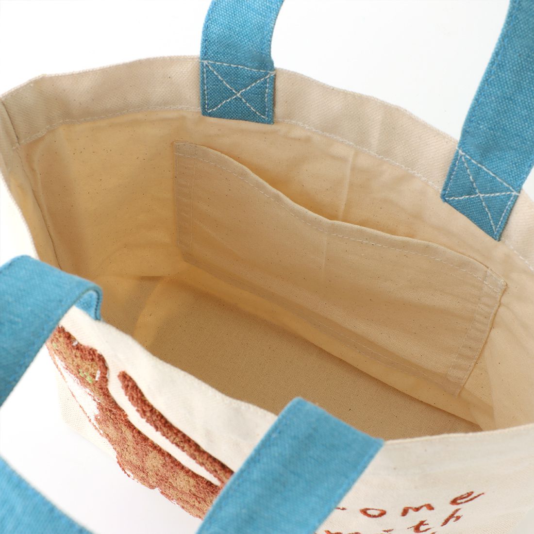 日本 TOMO - 可愛動物刺繡帆布袋-虎斑橘貓 (30×20×D10cm)