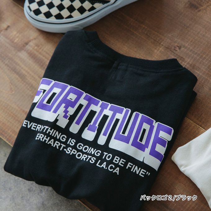 日本 BRANSHES - 100%棉 簡約logo薄長袖上衣-背後橫書-黑