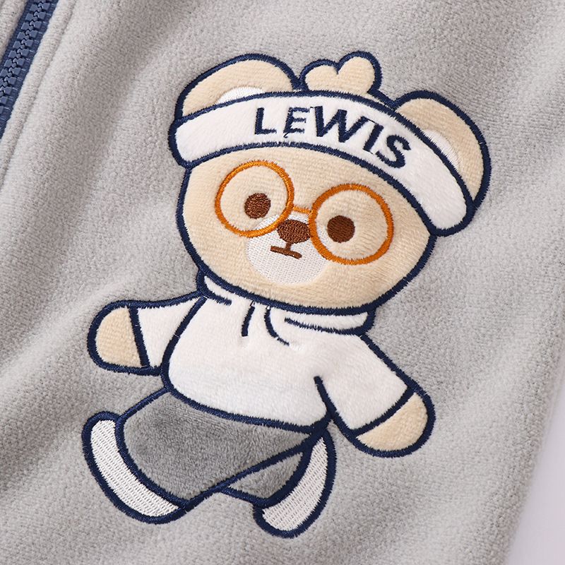 MAMDADKIDS - 搖粒絨保暖背心-小熊-藍色