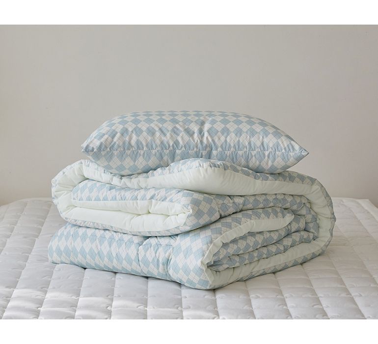 韓國 Maatila - 可水洗M2全方位抗菌防蟎棉被(冬被)-米藍菱形紋