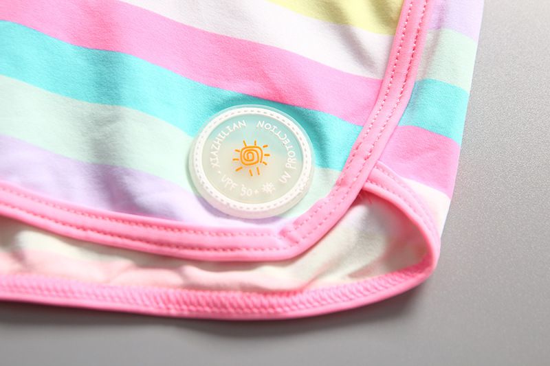 女寶長袖泳裝套裝(附帽子)-LOVE-粉橘色