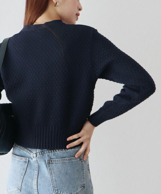 日本 BLUE EAST - 人魚編珍珠扣針織外套-深海藍