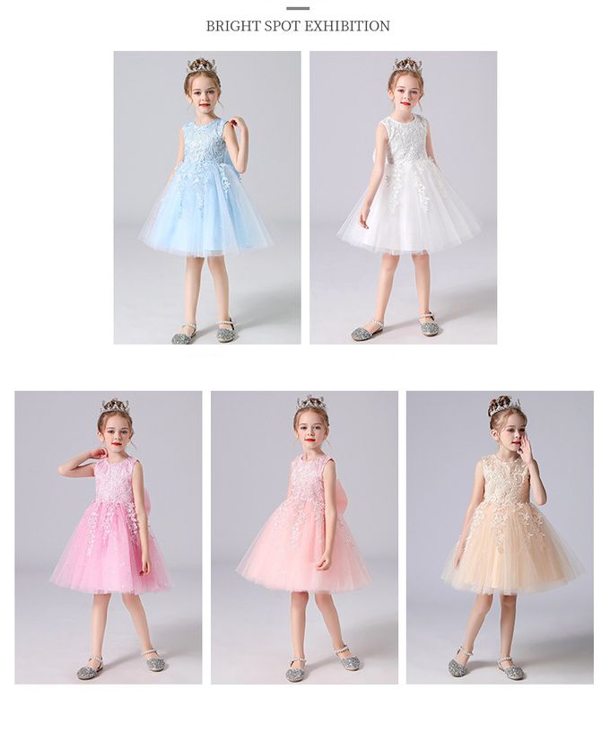 蕾絲落花紗裙小禮服-淺藍色