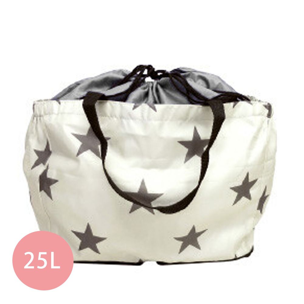 日本代購 - 超大容量保冷購物袋(可套購物籃)-星星-灰米-25L/耐重15kg