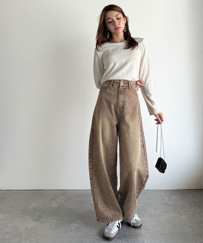 日本 Classical Elf - 俐落百搭刷色感彎月弧型丹寧褲-黑