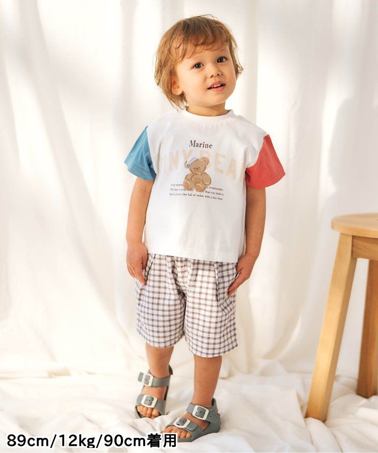 日本 apres les cours - 超萌小熊聯名特色刺繡短袖上衣-海軍熊-黃