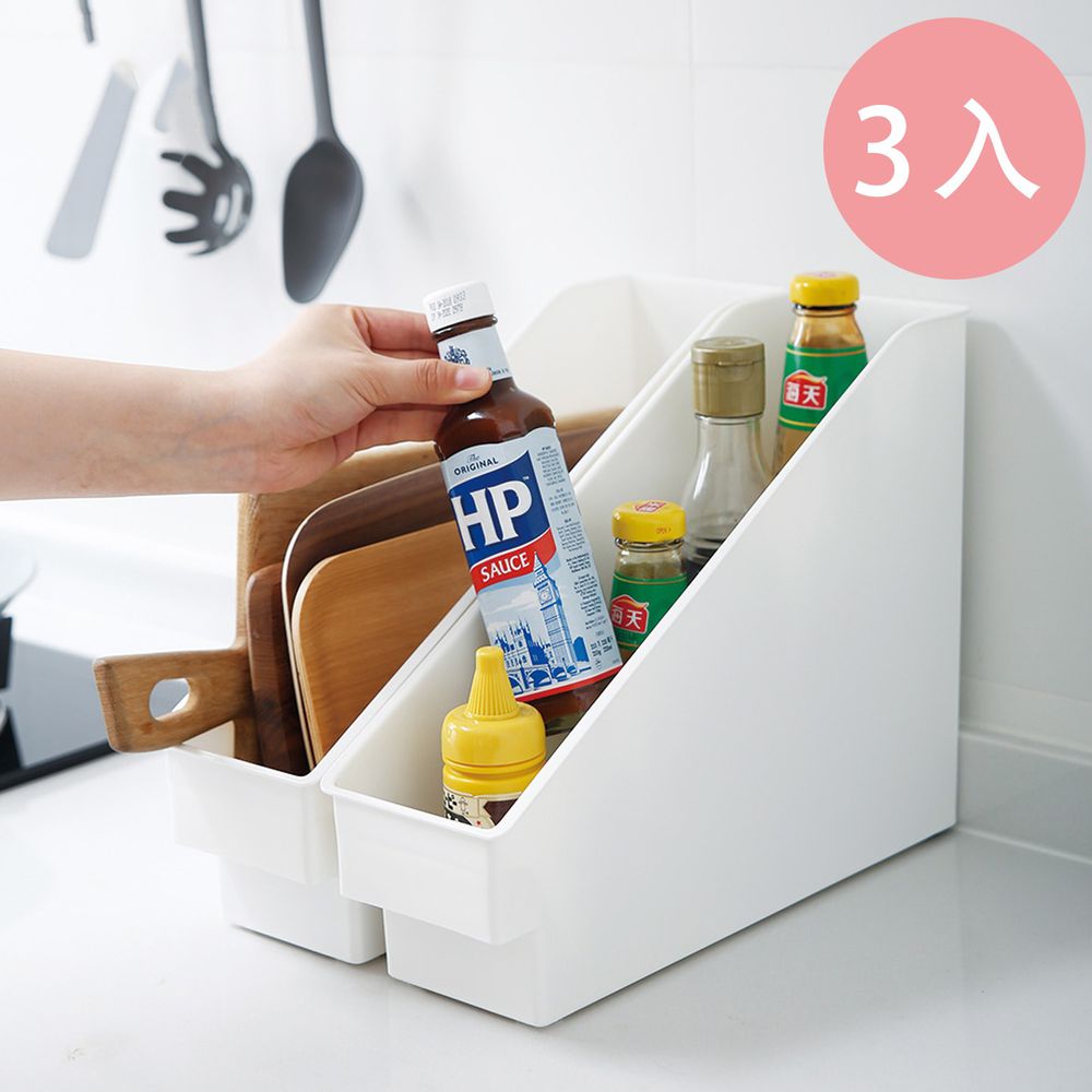 日本霜山 - 斜取式廚櫃隙縫多功能收納盒(附輪)-3入